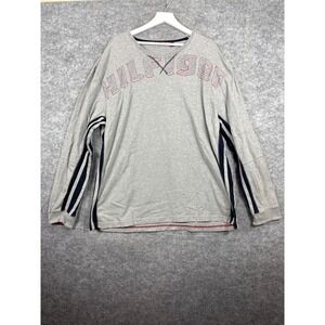 Tommy Hilfiger Denim Mens XXL‎ Gray Long Sleeve Shirt Logo Side Stripe Cotton